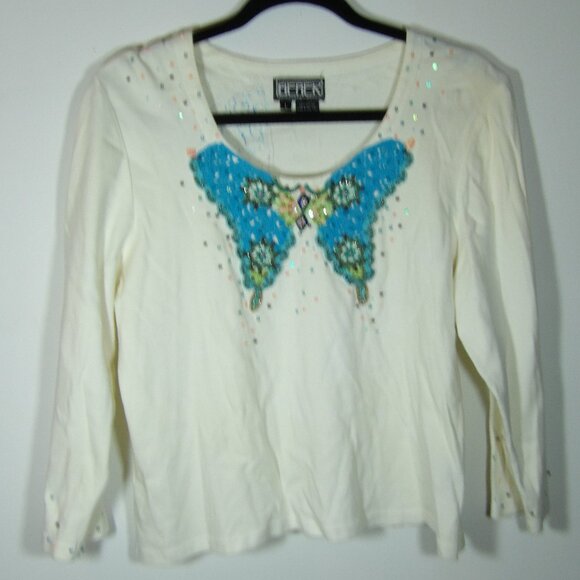 Mandal Bay White Tee Shirt with Butterfly Size XL - Picture 1 of 5